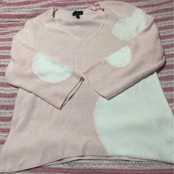 MARBLE Pink and White Crew Neck Sweater-L real nice sweater- new or like new - Picture 5 of 6
